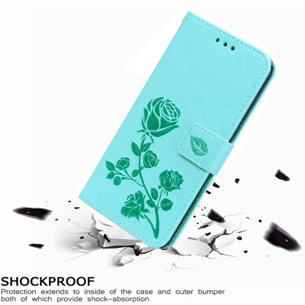 Роскошный кожаный чехол книжка для Alcatel 1S 2019 5024d 2020 бумажник с розами и подставкой