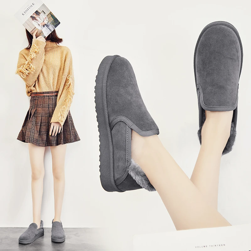 Женские ботинки водонепроницаемые зимние теплые меховые ботильоны домашняя