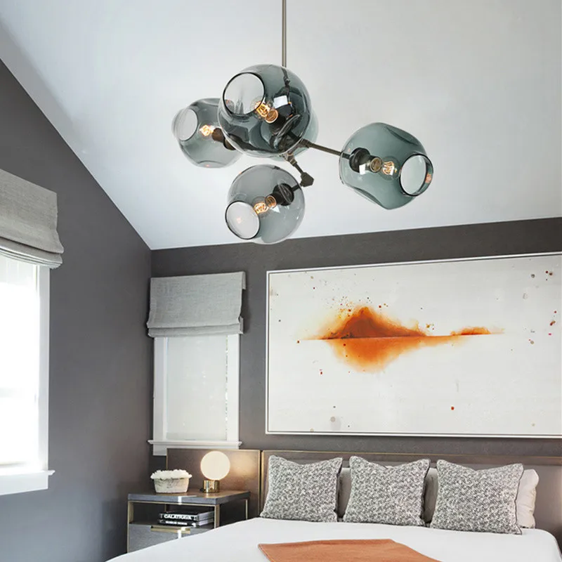 

Nordic Living Room Lamp Long Chandelier Dining Room Lamp Bedroom Molecular Magic Bean Lamp Living Room Wrought Iron Chandelier