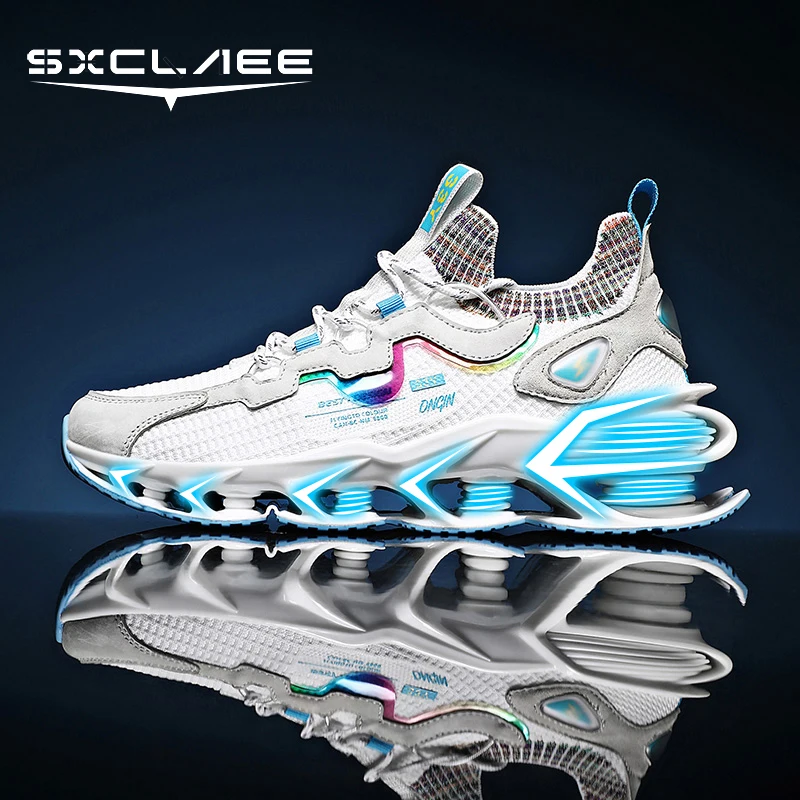 

Sxclaee High Elastic Men Casual Shoes Light Breathable Mesh Lining Sneakers Non-slip Wear-resistant Shock-absorbing Sports Shoes