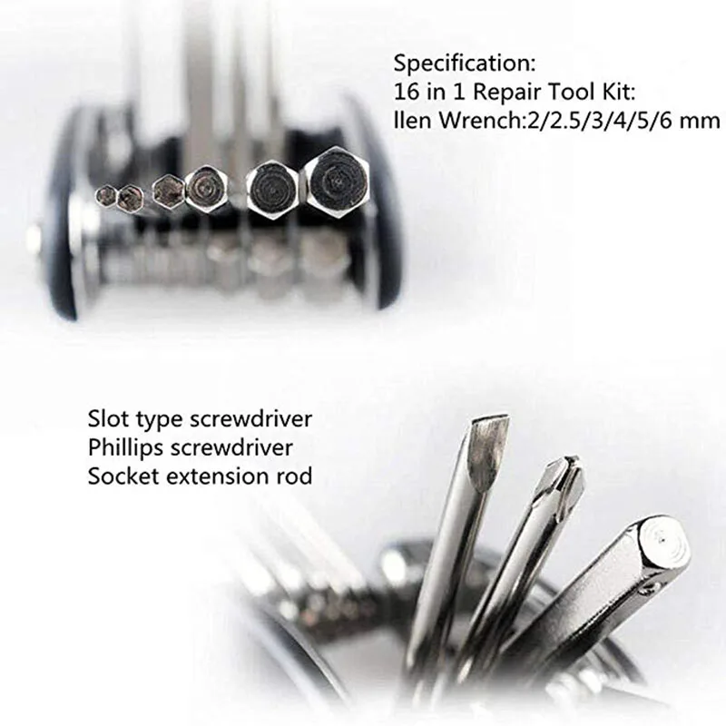Practical Equipment Mountain Bike Multifunctional Repair Tool Inside and Outside Hexagon Screwdriver Wrench Combination | Спорт и