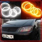 Хлопок горки светодиодный Белый Янтарь ангельские глаза гало кольца DRL сигнал поворота светильник для Volkswagen Passat Touran 2004 2005 2006 2007