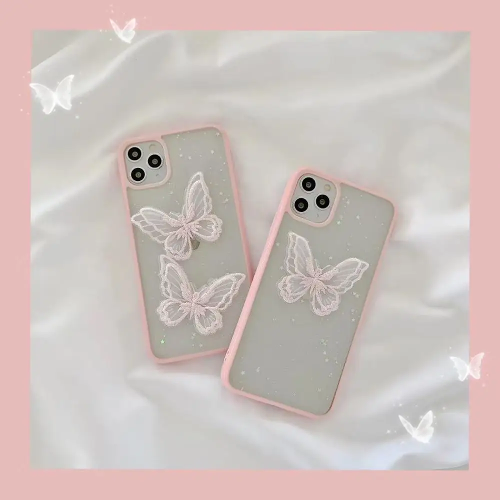 

New Laser Butterfly Shockproof Phone Case For iPhone SE 2020 11 Pro Max XR X XS 7 8 Plus Soft TPU Clear Cover