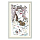 Снежный котенок, кошка, птицы, картина с животными, 11 карат, без рисунка, на холсте, 14CT, вышивка крестом, сделай сам, рукоделие, наборы, комплекты для вышивки