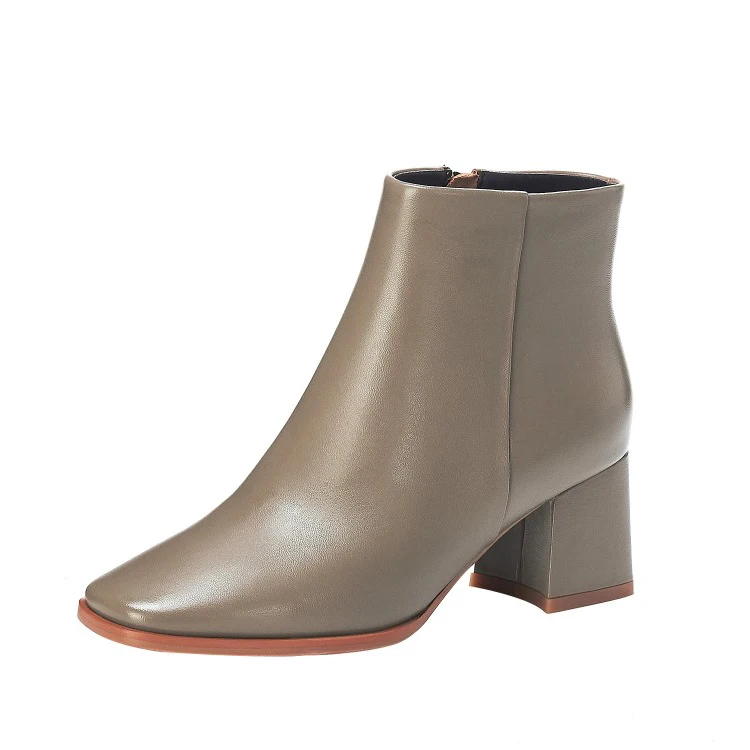 MLJUESE/женские ботильоны из коровьей кожи на молнии серого цвета с квадратным