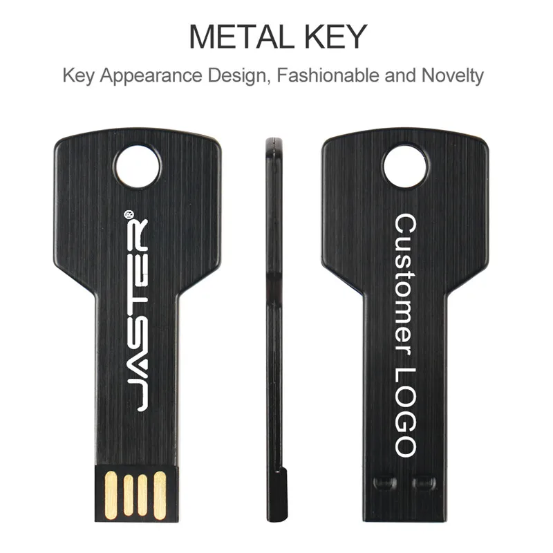 JASTER Металлический Ключ форма USB флэш-накопитель карта памяти брелок Флешка 4 ГБ 8 ГБ 16 ГБ 32 ГБ 64 ГБ U диск подарок(более 10 шт. бесплатный логотип