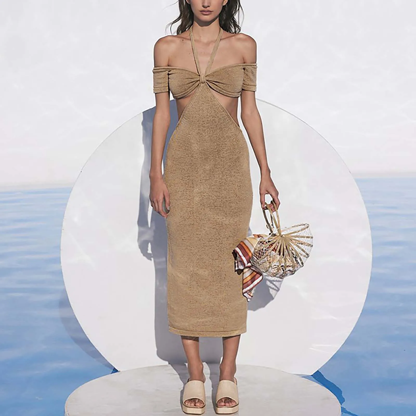 

Элегантные пикантные отпуск трикотажное платье миди платья для Для женщин 2021 вечерние Клубные вырезы с низким вырезом на спине с лямкой на ...