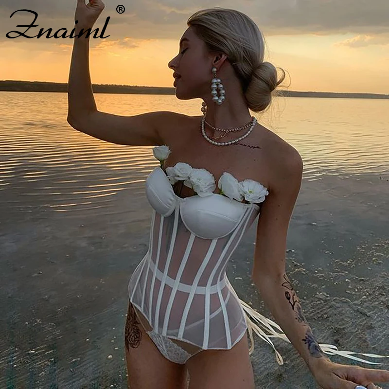 Znaiml Overbust Corset Sexy Lace Mesh Bandage Women Bustier Corset Lingerie Tops Brocade Victorian Fashion Party DropShipping