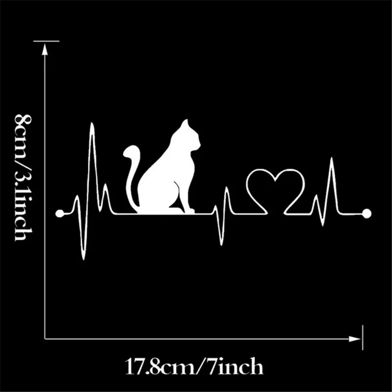 Fashion German Shepherd Cute Cartoon Animal Pet Cat Car Music Notes Heartbeat Lifeline Vinyl Car Sticker Window Body Funny Decal