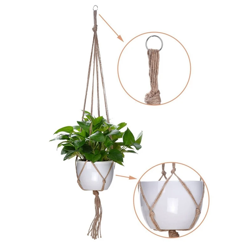 Vintage Plants Hanger Hook Flower Pot Holder 4 Legs String Hanging Rope Wall Art Home Garden Balcony Decoration | Дом и сад