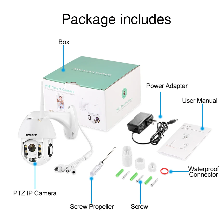 Techege HD 1080P Беспроводная IP камера CCTV AI обнаружения человека Pan Tilt Intercom 2MP камера безопасности TF хранение Открытый водонепроницаемый
