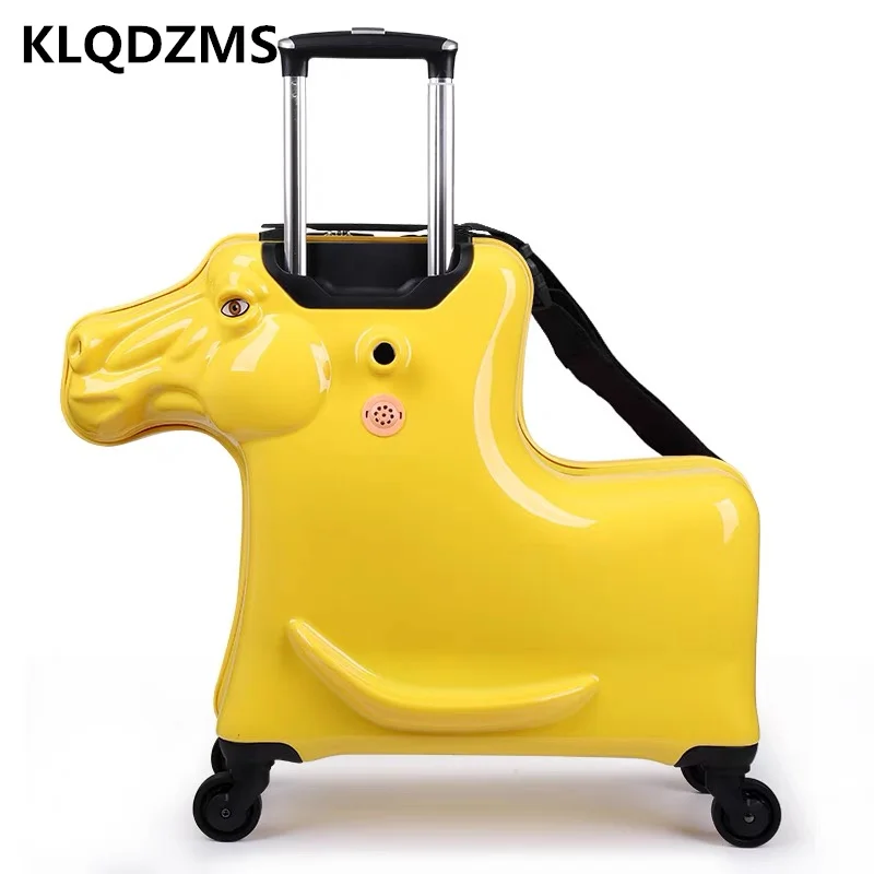 KLQDZMS Riding luggage 20’’22 Inch Cartoon Spinner Rolling Luggage Kid Outdoor Travel Trolley Case Personalized wheeled Suitcase