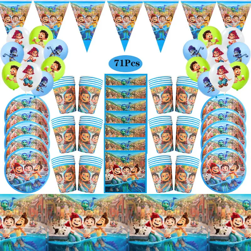 

Luca 10People Happy Birthday Party Decorations Disposable Tableawre Plates Cups Napkin Tablecloth Baby Shower Balloons Supplies