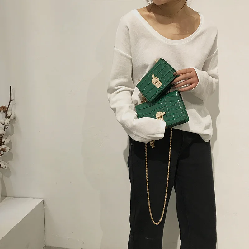 Винтажная модная мини-сумка под крокодилью кожу 2019 новая качественная кожаная
