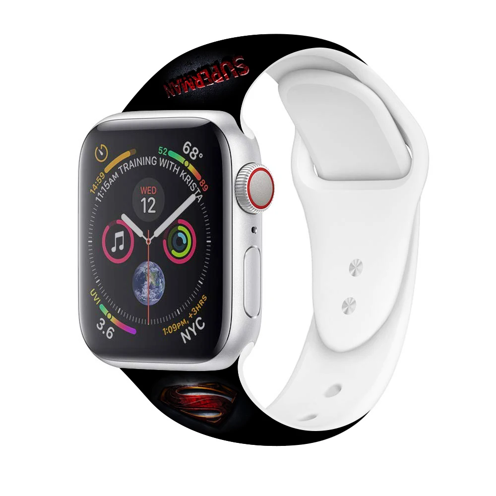 Силиконовый напечатанный Рождественский подарок ремешок для Apple watch 5 4 3 2 1 полосы 40 мм 44 мм цветочный ремешок для iWatch серии 5 4 3 2 38 мм 42 мм
