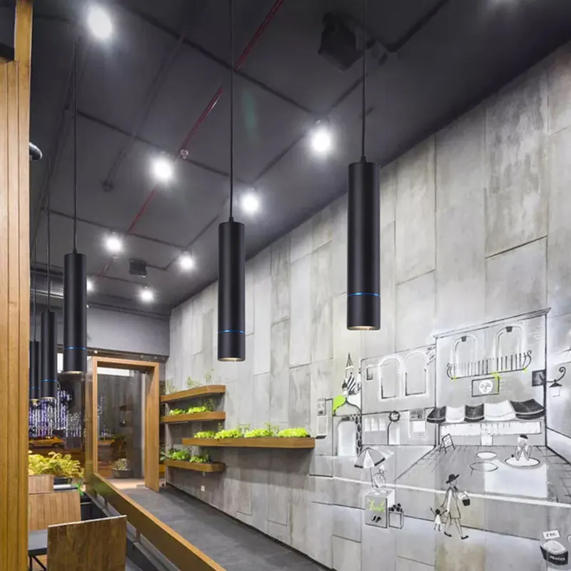 Цилиндрическая трубка светодиодные подвесные светильники Современная длинная