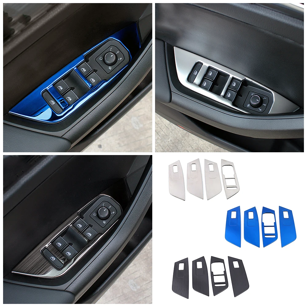 

Для Skoda Kodiaq 2016-2020 панель для внутренней двери, подлокотника, стеклоподъемника, переключателя, крышки панели, отделка из нержавеющей стали, Модифицированная наклейка