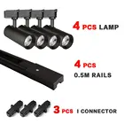 Светодиодные светильники с рельсовой направляющей, COB светсветильник льник для регулируемые точечные светильники, музеев, выставочного зала, магазина одежды, 4 шт., 220 В, 12 Вт, 20 Вт, 30 Вт, 40 Вт