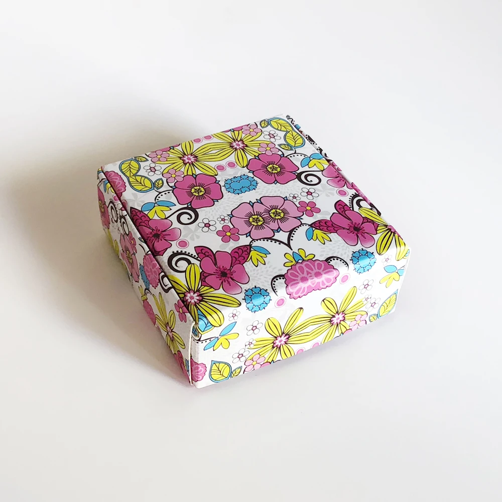 Бумажная коробка с цветочным принтом Подарочная для украшений свадебные