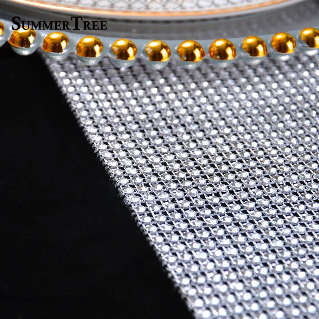 Золотистый серебристый цвета алмаза настольная дорожка с сеткой лента