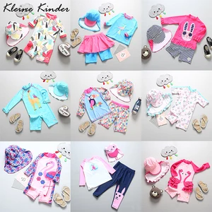 Слитный купальник для девочек, с длинными рукавами и защитой от ультрафиолета