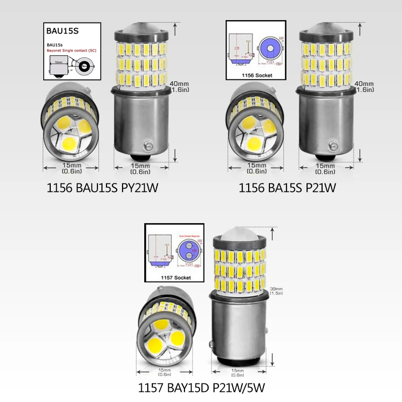 2x PY21W светодиодный BAU15S BA15S BAY15D 1156 1157 4014 SMD 6500K белый Янтарный красный тормозной светильник s задний фонарь DRL Автомобильный задний светильник