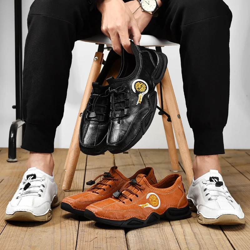 

2021 Spring And Summer Men's Shoes Outdoor Sports Shoes Breathable Leather Old Shoes Men's Leather Casual Running Sneakers