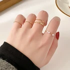 5 шт.компл. модный простой дизайн Винтажный Золотой Комплект колец для женщин ювелирные изделия Корейская версия жемчужное кольцо неправильной формы