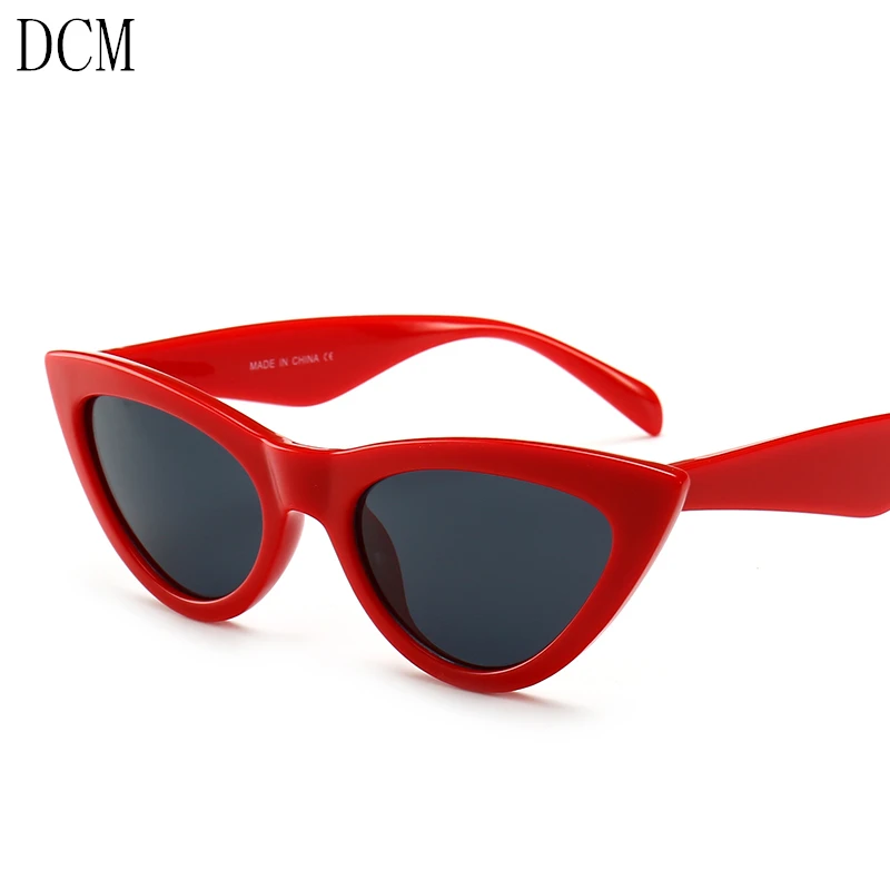 Женские маленькие солнцезащитные очки кошачий глаз красная оправа женские