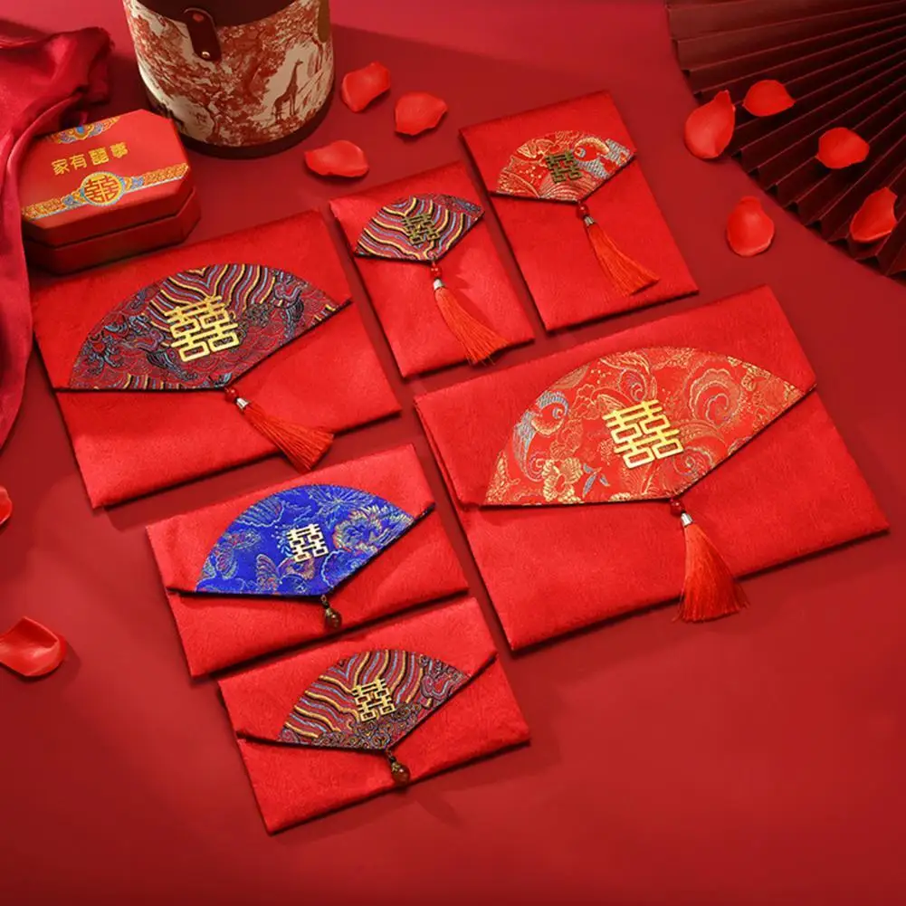 

Auspicious Satin Red Envelope Chinese Style Propitious Traditional Lucky Money Bag for New Year