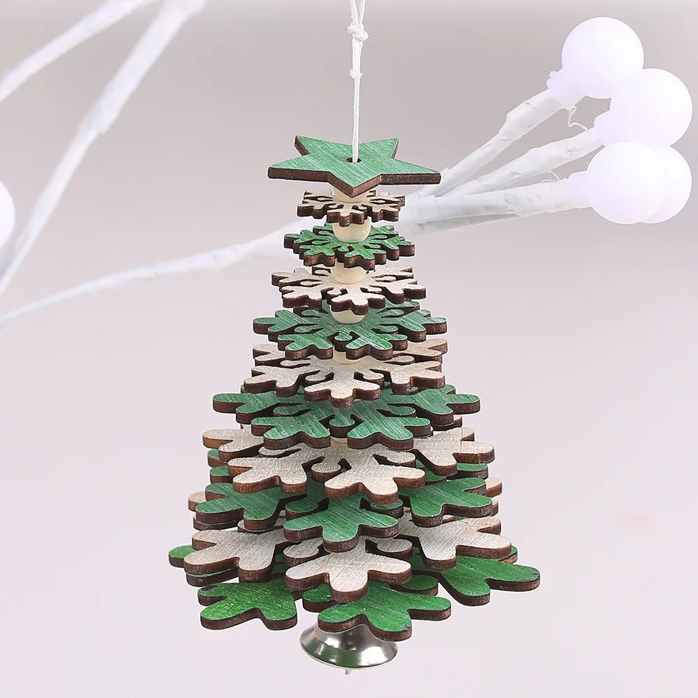 Green Snowflake Рождественские украшения для елки, Рождественская гирлянда с лосем, подвесная подвеска, рождественские украшения для дома Navidad, Q - Цвет: Green Snowflake