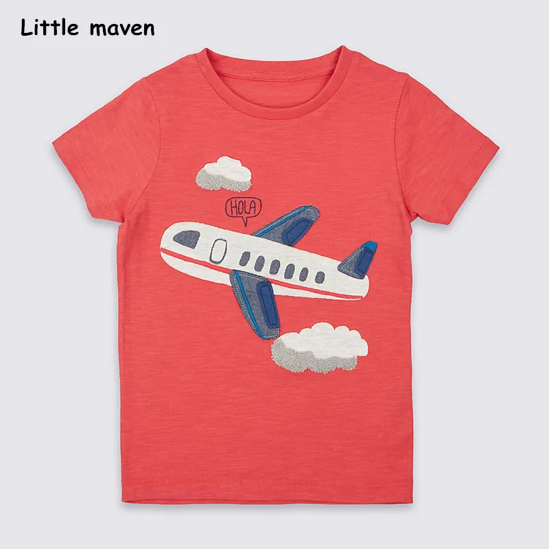 

Little Maven Children 2021 Summer Baby Boy / Girl Clothes Short Sleeve Plane Applique T Shirt Cotton Brand Tee Tops 50966