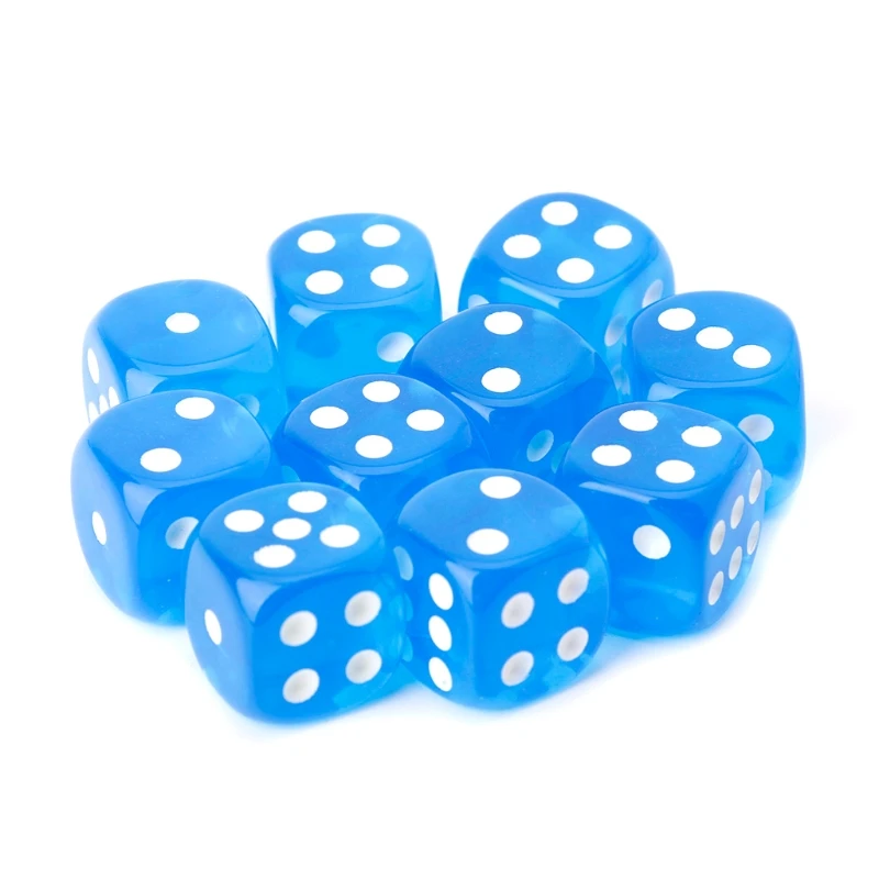 

10 pcs Six Sided 15mm Transparent Cube Round Corner Portable Table Playing Games