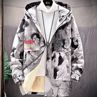 mens autumn winter fleece warm camouflage hooded jackets casual thick coat korean youth plus velvet windbreaker streetwear tops