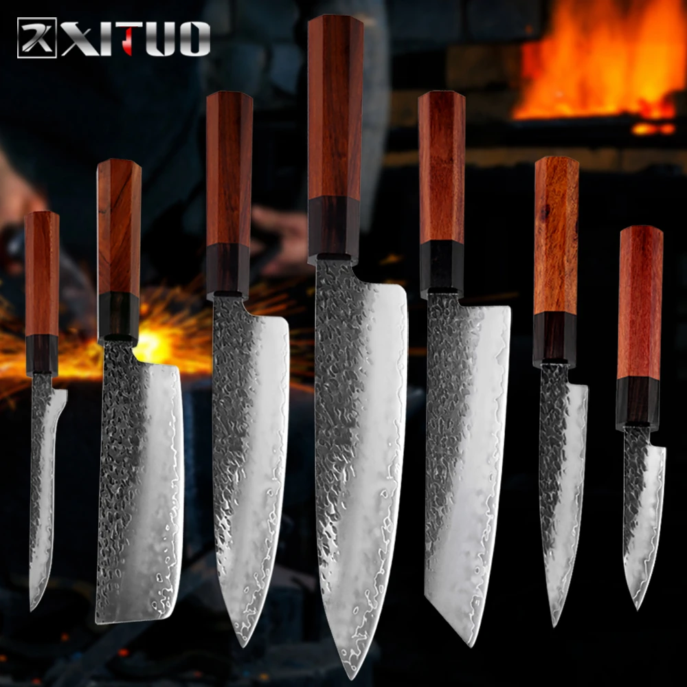 XITUO трехслойный композитный стальной шеф нож ручной работы кованый китайский