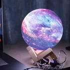 Светодиодный ночсветильник 20 см с аккумулятором, детский ночник с 3D рисунком Луны и сенсорным управлением, 16 цветов, для дома