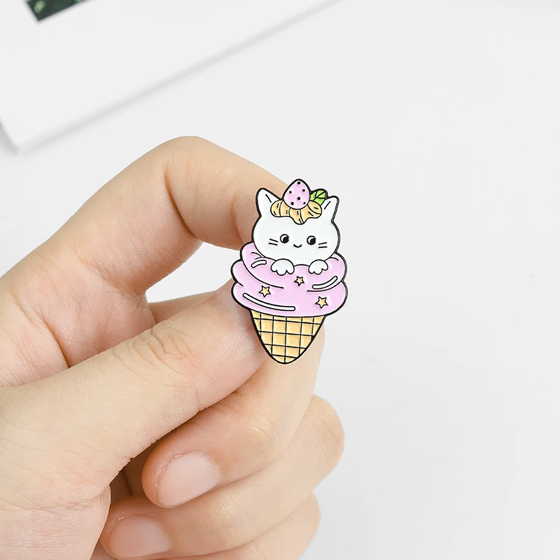 Мультфильм Мороженое кошка эмали штырь изготовляемый на заказ котенок щенок