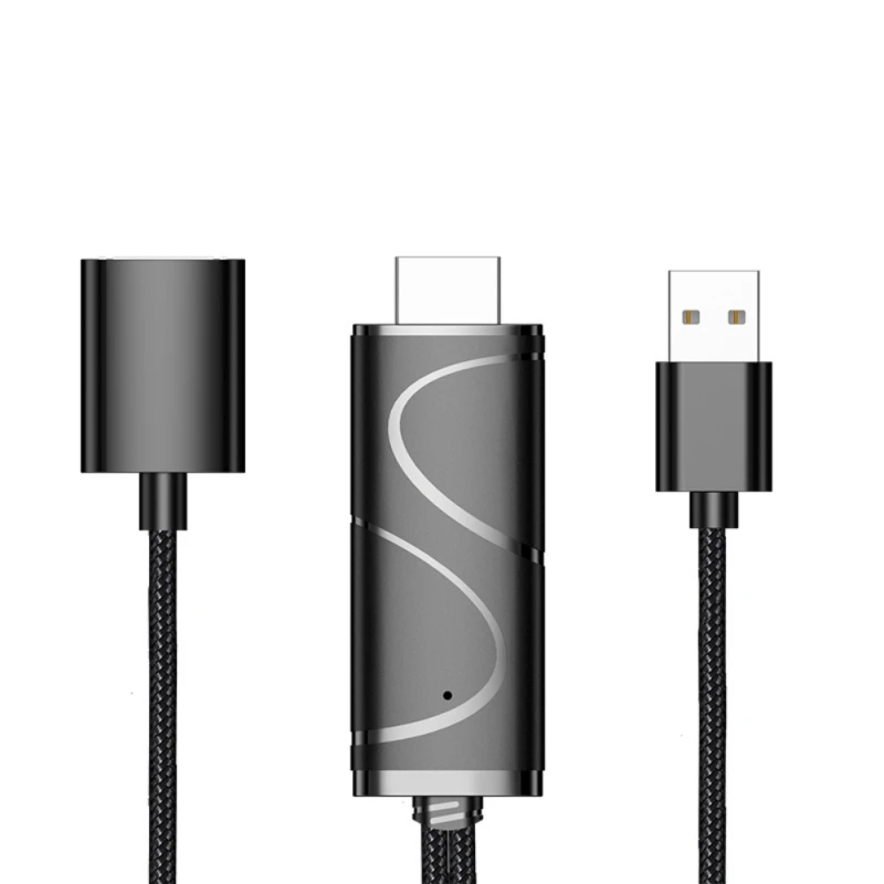 USB к HDMI зеркальный литой кабель видео адаптер Шнур ссылка для IPhone XS MAX XR 11 Pro 5 6 7 8 IOS Android телефон к телевизору HD ТВ проектор