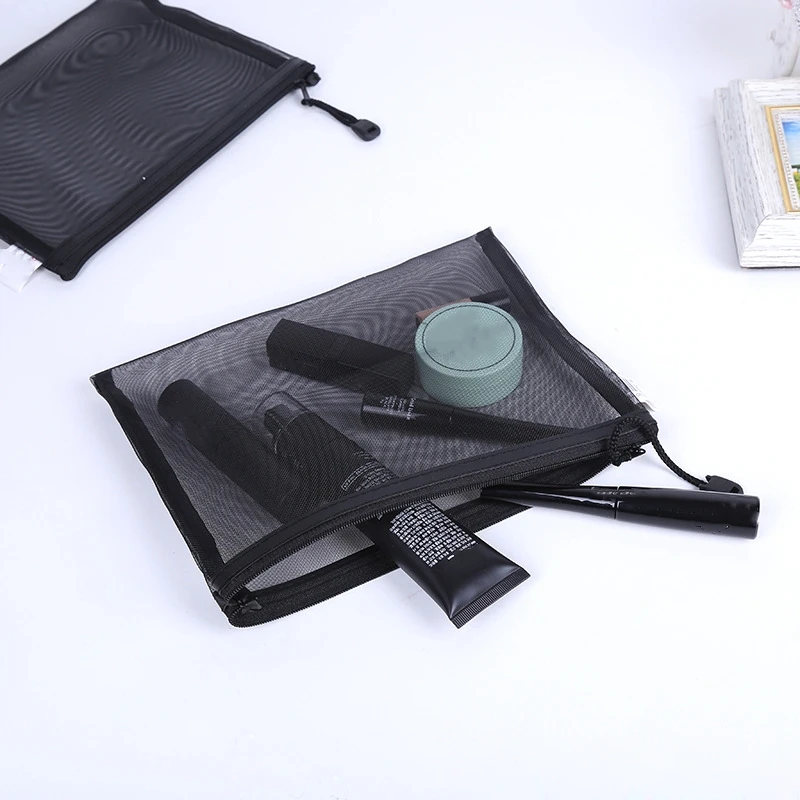 

Multifunction Travel Portable Makeup Bag Fashion Clear Black Mesh Cosmetic Bag Toiletries Organizer Females Storage Make Up Case