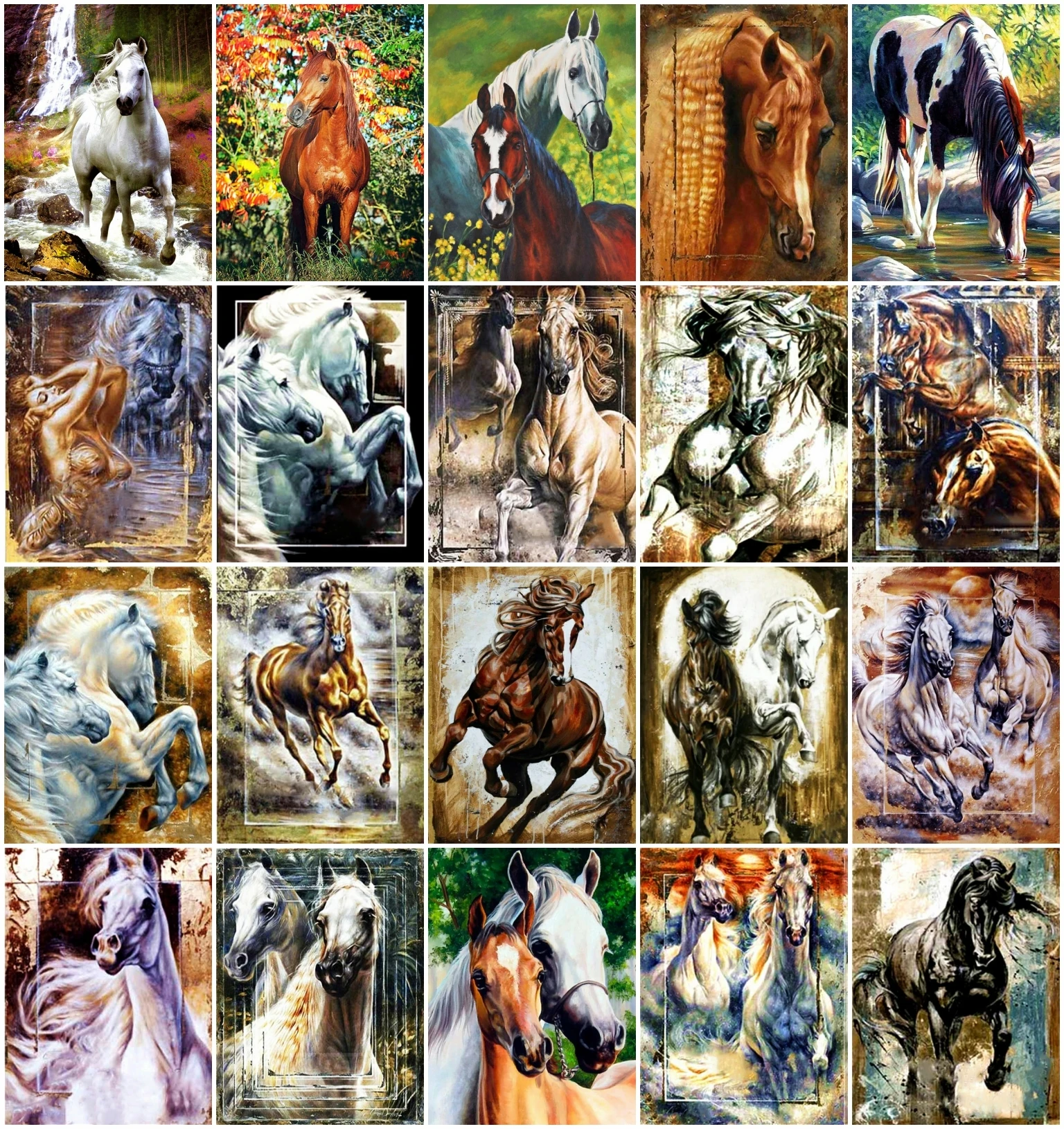 

AZQSD Painting By Numbers Horse Canvas Art Frameless Painting By Numbers Animal On Canvas Handmade Unique Gift For Children