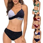 Комплект бикини с принтом пуш-ап, модный раздельный купальник из двух предметов, бразильский пикантный купальник со средней талией, женский купальник, лето 2021