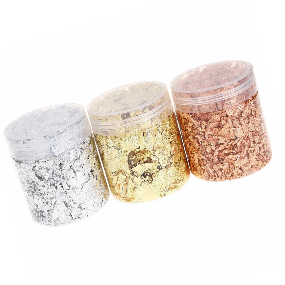 

3 Pcs Gliding Flakes Metallic Leaf Foil Flakes Imitaition Gold Flake Siver Leaf Nail Gilding Diy Nail Art Painting Accessories