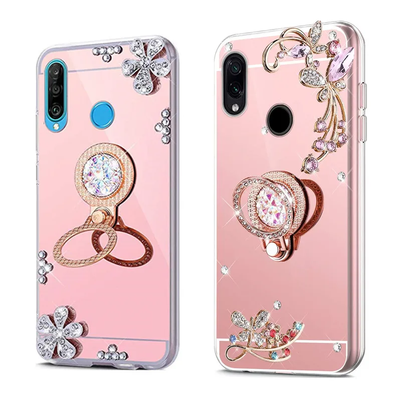 Зеркальный чехол с кольцом для Huawei P30 Lite E P40 P20 Pro Mate 20 P Smart Z Y7 2019 Y9 30 Honor 9X 9A 8A