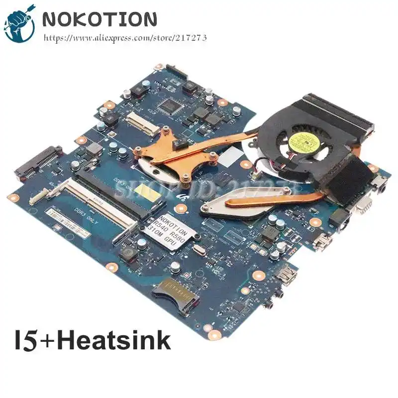 NOKOTION BREMEN-M для Samsung R580 NP-R580 материнская плата ноутбука I5 + радиатор вместо R540 NP-R540 R530