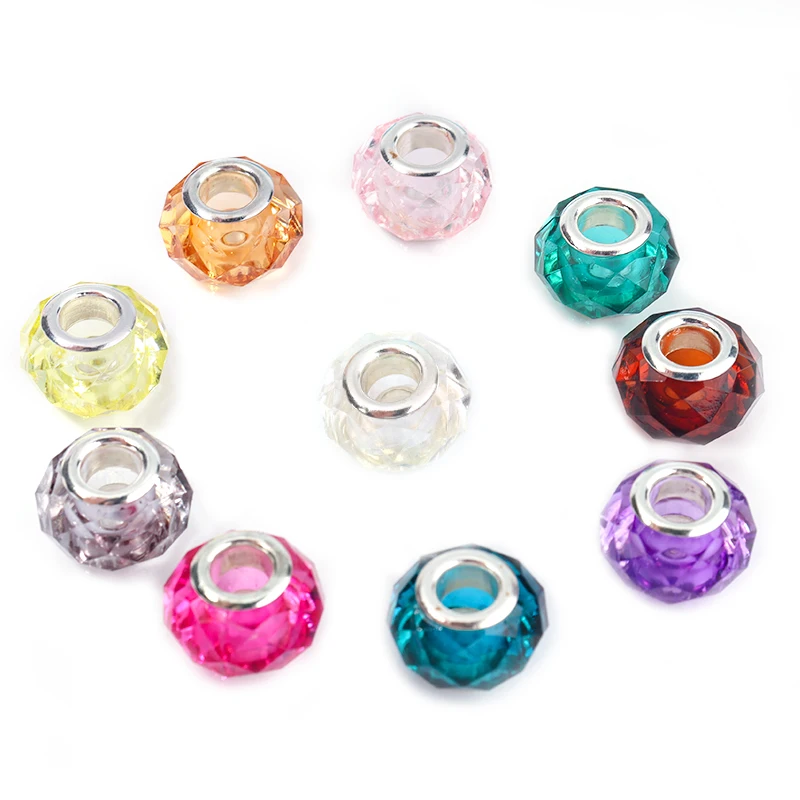 

20pcs Epoxy Resin Solid Color Crystal Section with 4.5mm Hole 14x9mm Loose Bead For DIY Jewelry Making Bracelet Accessories