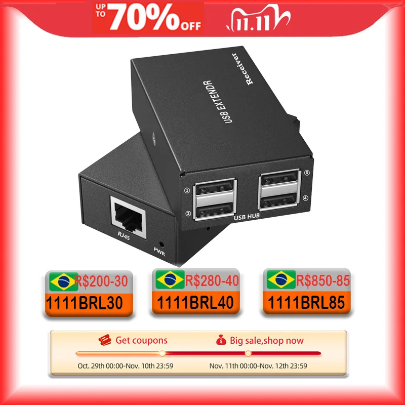 

120M Extender 4 Port USB Hub USB Extender Over Ethernet USB UTP Extension Cat5e/6 5V Power POC RJ45 Cable Transmitter Receiver