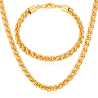 kpop mens high quality gold color chunky necklace bracelet chains snake necklace 6mm 18 2226 wholesale s751