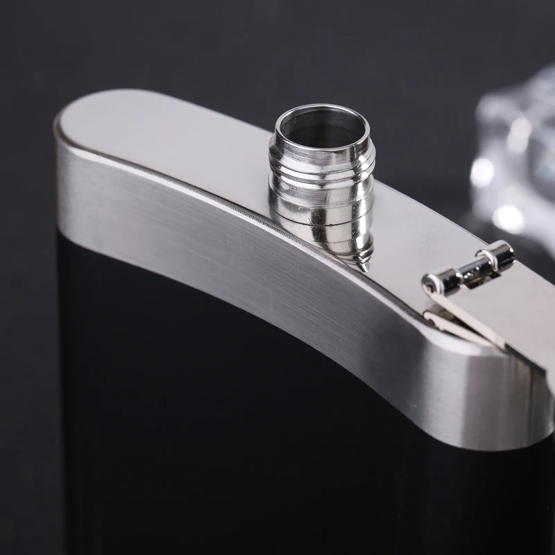 6 унций карманная матовая черная плоская фляжка из нержавеющей стали бутылка для