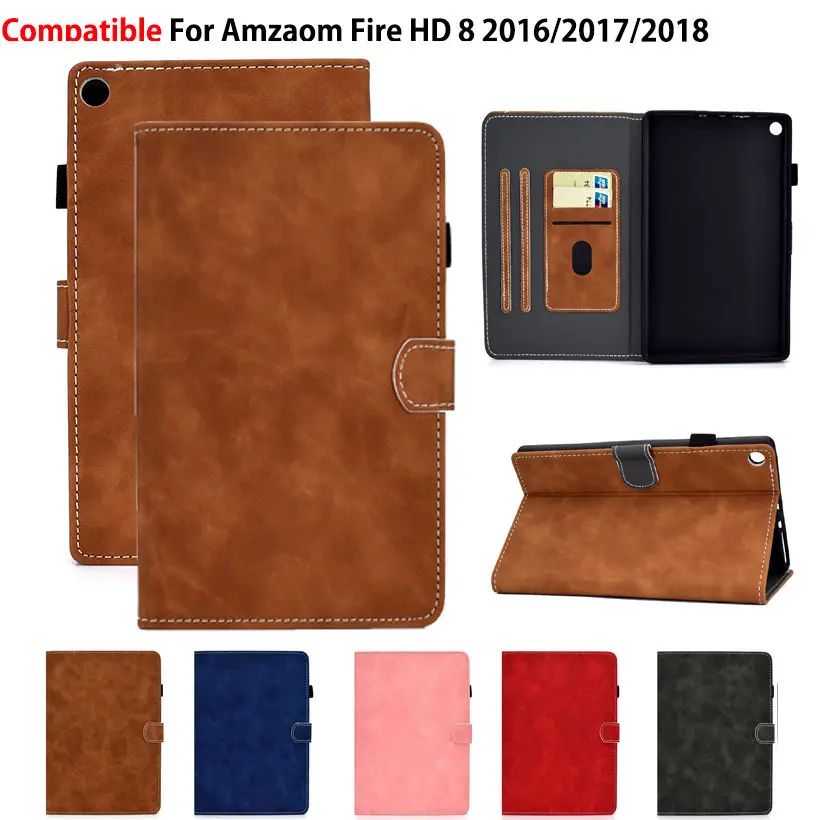 

For Amazon Fire HD 8 Case 2018 2017 2016 Funda Cover For Fire HD8 2016 6th 7th 8th Gen Soft Shockproof Flip Stand Capa Shell