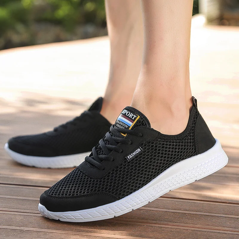 PULOMIES Summer Men Casual Shoes Tennis Breathable Mesh Sneakers Sport Light Couple 50 Plus Size |